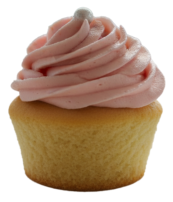 een cupcake met roze topping